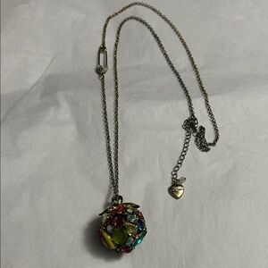 Betsey Johnson Calypso Crystal Fruit Ball Pineapple Banana Long Necklace SPARKLY